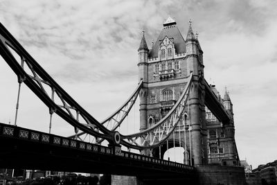 Low angle view of suspension bridge