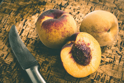 High angle view of fruits on table