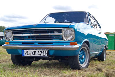 Vintage car against blue sky