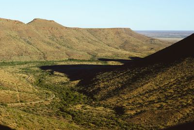 Scenic view of mountains against clear sky