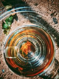 High angle view of water in glass