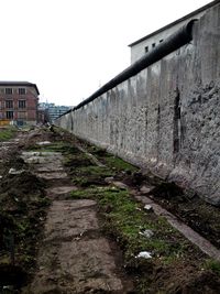 Narrow alley along buildings