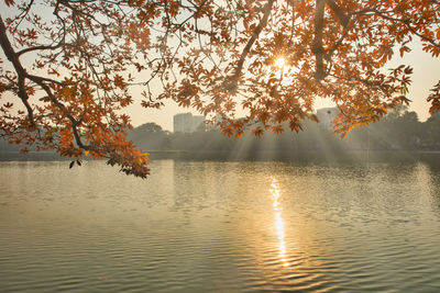 Scenic view of lake during autumn