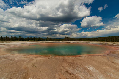 Scenic view of lake against sky