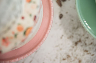 High angle view of ice cream in bowl at home