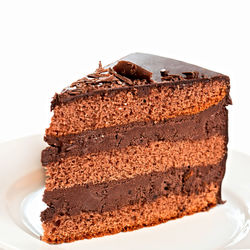 Close-up of chocolate cake in plate