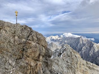 Scenic view of rocky mountains against sky