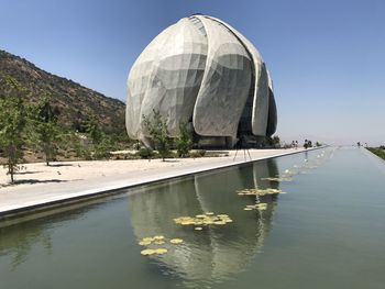 Reflection of building in water