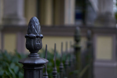 Close-up of statue against temple