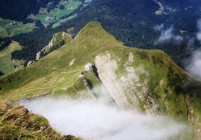 High angle view of scenic mountain