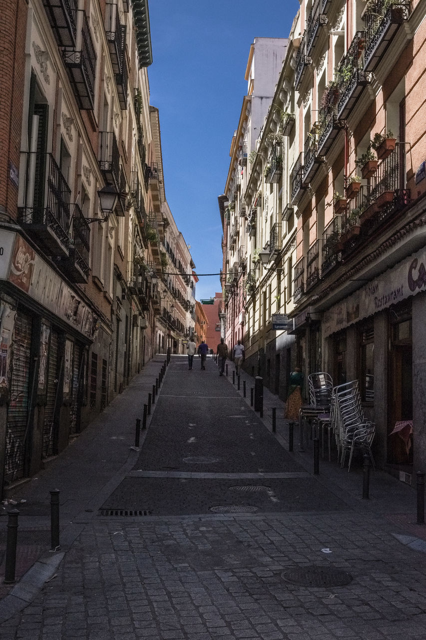 STREET AMIDST BUILDINGS AGAINST SKY