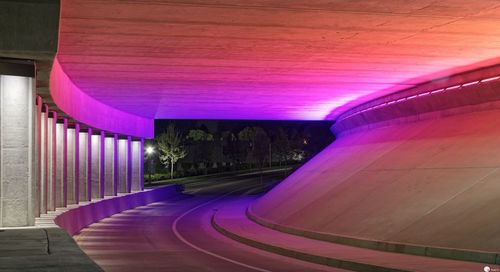 Illuminated modern building at night