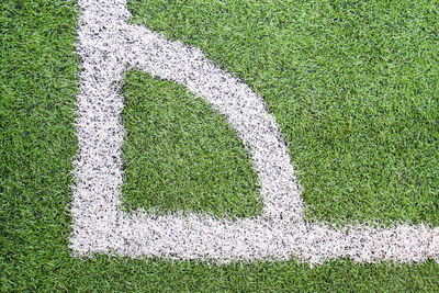 High angle view of soccer field