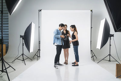 Young couple photographing