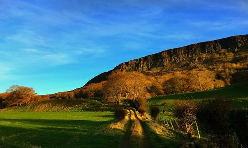 Scenic view of landscape against cloudy sky