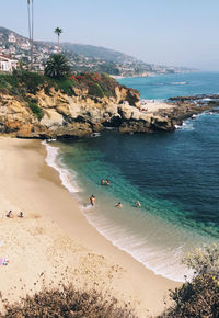 High angle view of people on beach