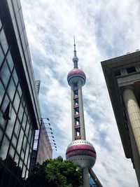 Low angle view of tower against sky