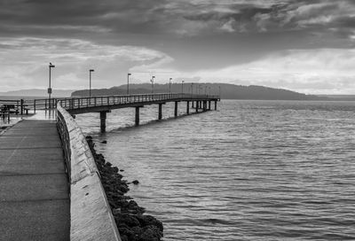 Scenic view of sea against cloudy sky