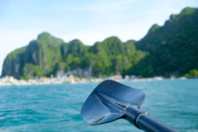 Close-up of boat in sea