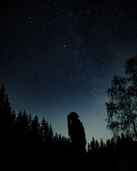 Girl gazing up at the stars at night