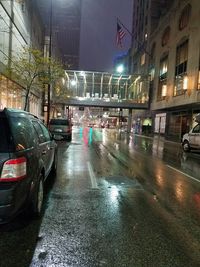 Wet street at night