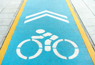 High angle view of bicycle lane