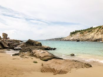 Scenic view of beach against sky