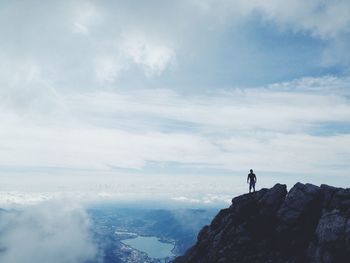 Scenic view of mountain range against sky