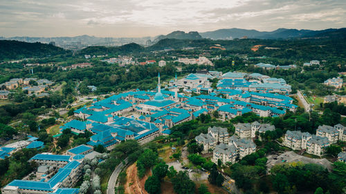 High angle view of townscape against sky