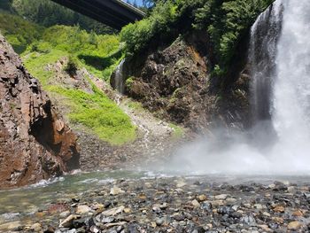 Scenic view of waterfall