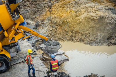 High angle view of construction site