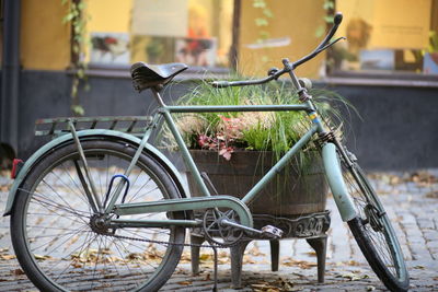 Bicycle parked on street