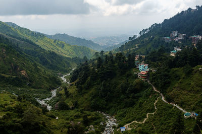 Scenic view of tree mountains against sky