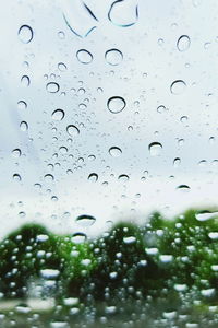 Full frame shot of water drops on window