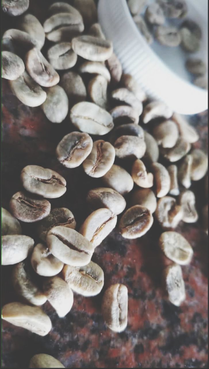 HIGH ANGLE VIEW OF COFFEE BEANS