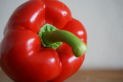 Close-up of red bell peppers on table