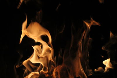 Close-up of fire in the dark