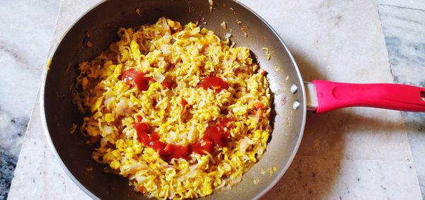 High angle view of breakfast in bowl