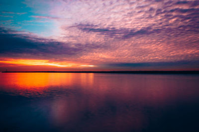 Scenic view of sea against sky at sunset