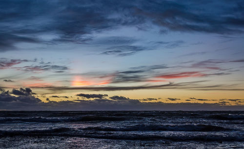 Scenic view of sea against sky during sunset