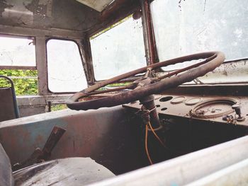 Close-up of abandoned boat