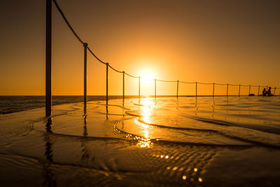 Scenic view of sea at sunset