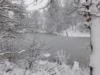 Scenic view of frozen lake during winter