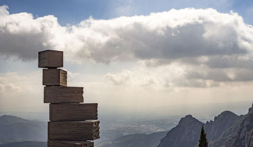 Stack of stones against sky