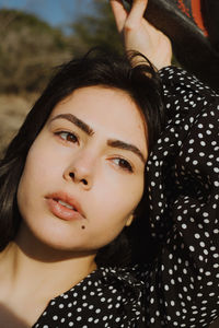 Close-up portrait of a beautiful young woman