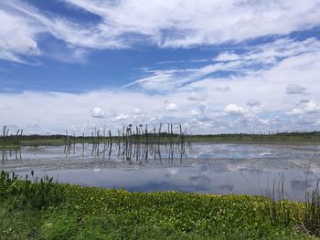 Scenic view of lake against sky
