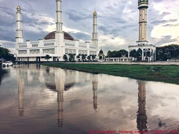 Reflection of building in water