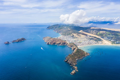 Aerial view of sea against sky