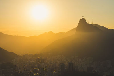 Silhouette of buildings at sunset