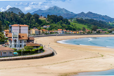 Scenic view of beach against mountain